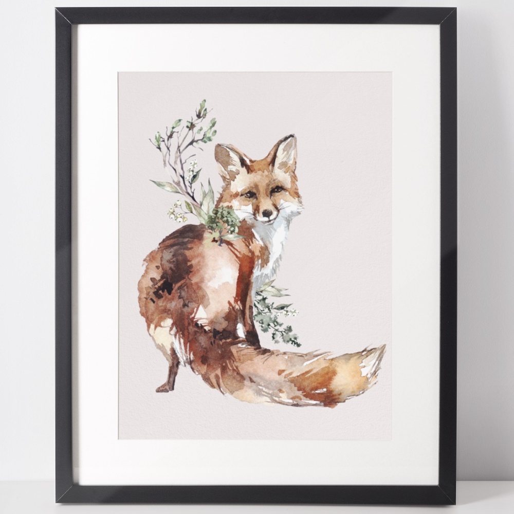 Watercolor Fox Wall Art Print Poster Illustration Unframed - Picture 4 of 10